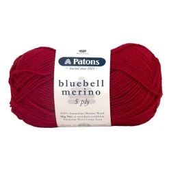 Patons Bluebell Merino 5ply Crochet & Knitting Yarn, Dark Red- 50g Merino Wool Yarn