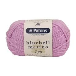 Patons Bluebell Merino 5ply Crochet & Knitting Yarn, Pink Satin- 50g Merino Wool Yarn