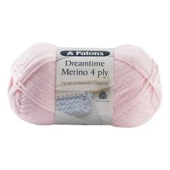 Patons Dreamtime Merino 4ply Crochet & Knitting Yarn, Sweet Pink- 50g Merino Wool Yarn