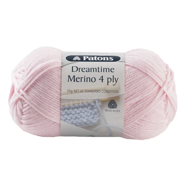 Patons Dreamtime Merino 4ply Crochet & Knitting Yarn, Sweet Pink- 50g Merino Wool Yarn