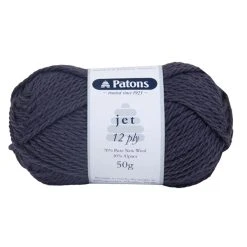 Patons Jet Yarn 12ply Crochet & Knitting Yarn, Charcoal- 50g Wool Alpaca Yarn