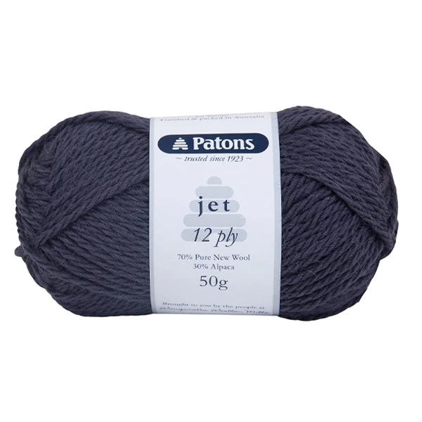 Patons Jet Yarn 12ply Crochet & Knitting Yarn, Charcoal- 50g Wool Alpaca Yarn