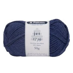 Patons Jet Yarn 12ply Crochet & Knitting Yarn, Navy- 50g Wool Alpaca Yarn