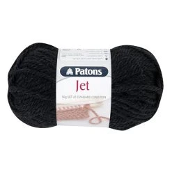 Patons Jet Yarn 12ply Crochet & Knitting Yarn, Black- 50g Wool Alpaca Yarn