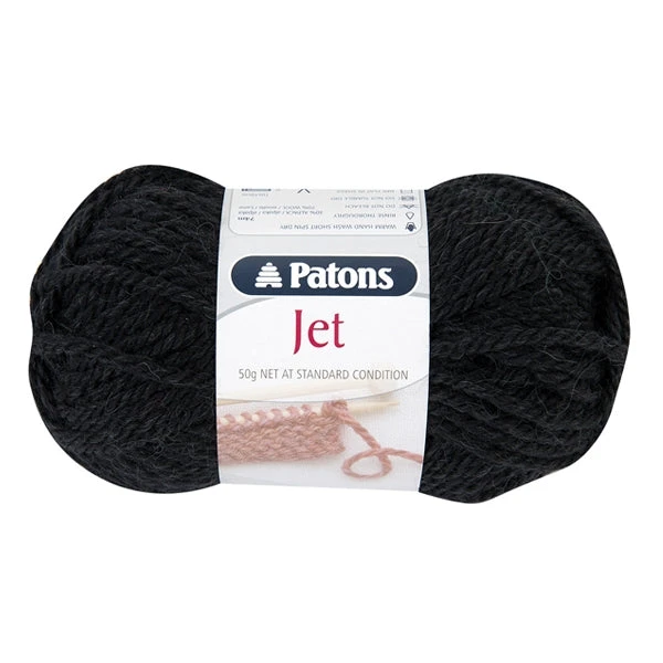 Patons Jet Yarn 12ply Crochet & Knitting Yarn, Black- 50g Wool Alpaca Yarn