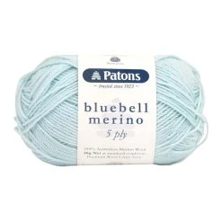 Patons Bluebell Merino 5ply Crochet & Knitting Yarn, Glacier- 50g Merino Wool Yarn