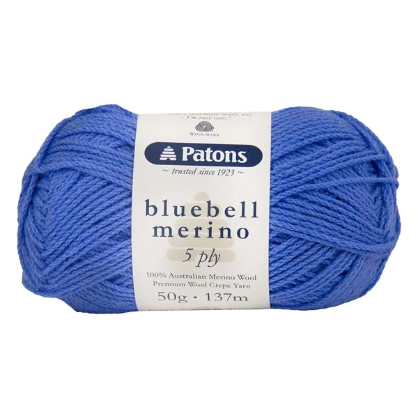 Patons Bluebell Merino 5ply Crochet & Knitting Yarn, Cerulean- 50g Merino Wool Yarn