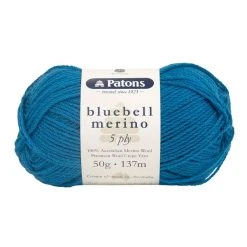 Patons Bluebell Merino 5ply Crochet & Knitting Yarn, Dark Teal- 50g Merino Wool Yarn