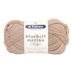 Patons Bluebell Merino 5ply Crochet & Knitting Yarn, Driftwood- 50g Merino Wool Yarn