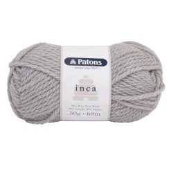 Patons Inca Yarn 14ply Crochet & Knitting Yarn, Silver- 50g Wool Acrylic Alpaca Yarn