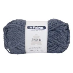 Patons Inca Yarn 14ply Crochet & Knitting Yarn, Storm Grey- 50g Wool Acrylic Alpaca Yarn