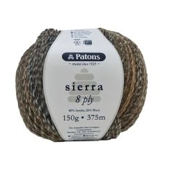 Patons Sierra Crochet & Knitting Yarn 8 Ply, Rock Wall- 150g Acrylic Wool Yarn Blend Yarn