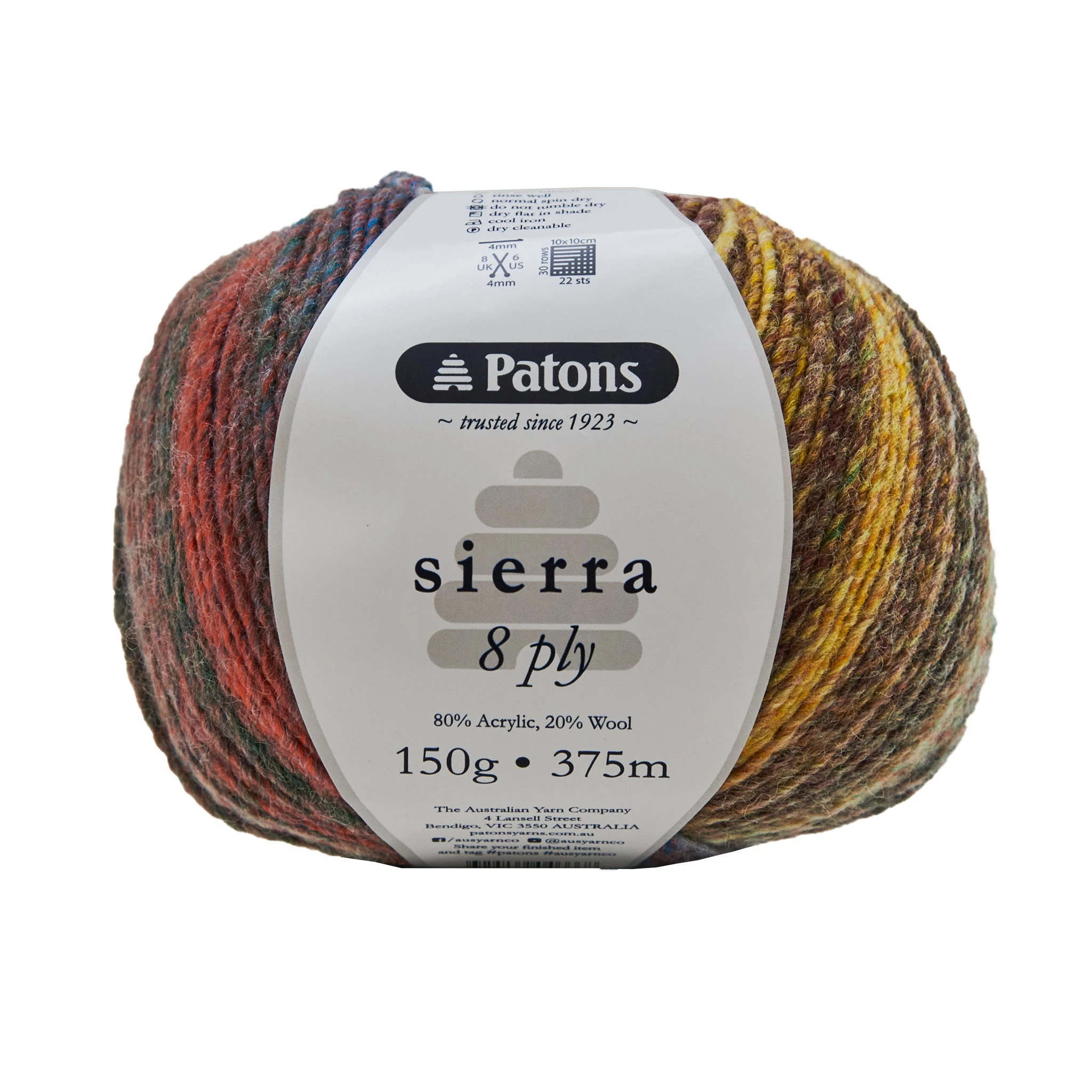 Patons Sierra Crochet & Knitting Yarn 8 Ply, Wild Dusk- 150g Acrylic Wool Yarn Blend Yarn