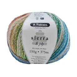 Patons Sierra Crochet & Knitting Yarn 8 Ply, Aurora- 150g Acrylic Wool Yarn Blend Yarn
