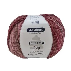 Patons Sierra Crochet & Knitting Yarn 8 Ply, Red Spirit- 150g Acrylic Wool Yarn Blend Yarn