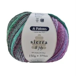 Patons Sierra Crochet & Knitting Yarn 8 Ply, Pioneer Purple- 150g Acrylic Wool Yarn Blend Yarn