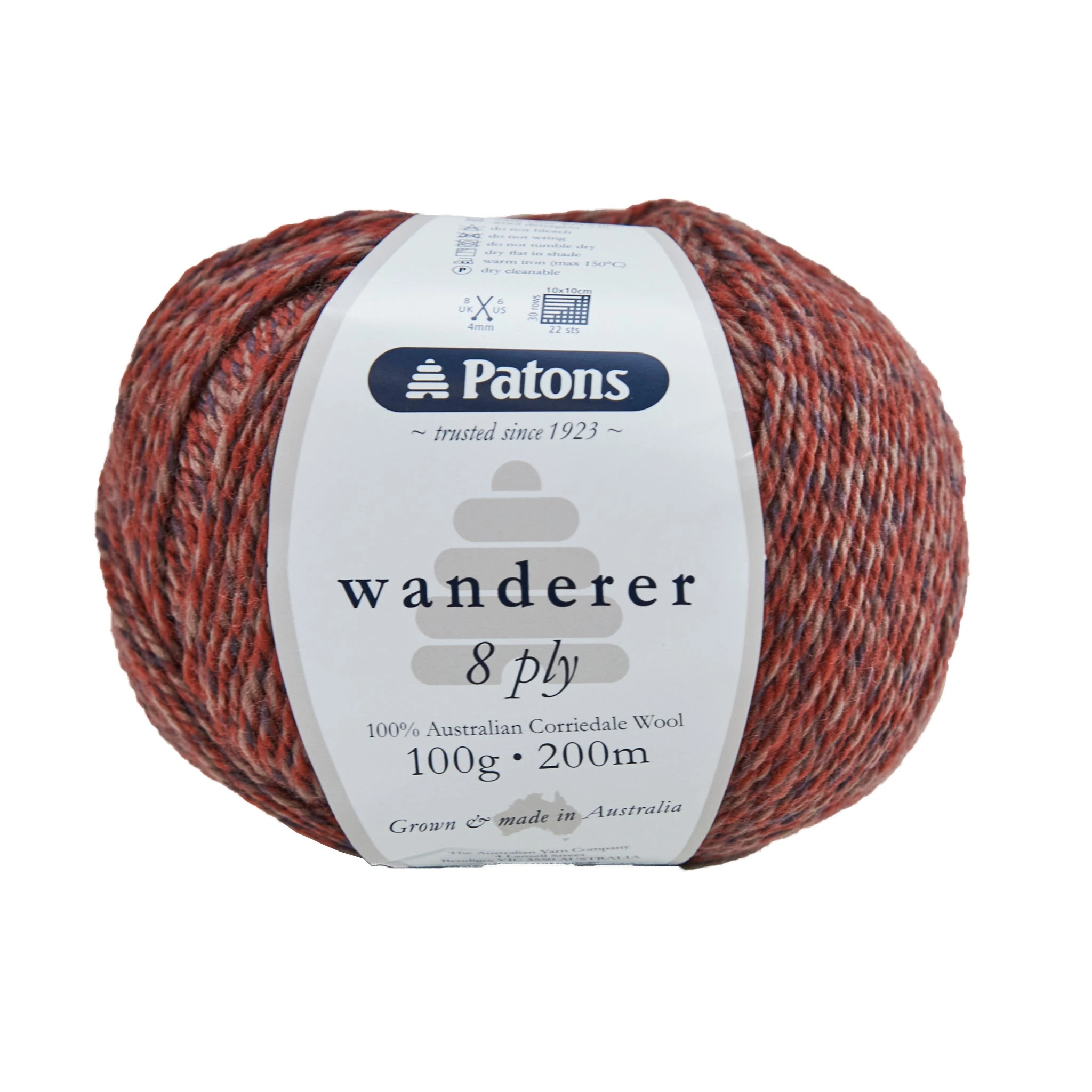 Patons Wanderer Crochet & Knitting Yarn 8 Ply, Riversand- 100g Corriedale Wool Yarn