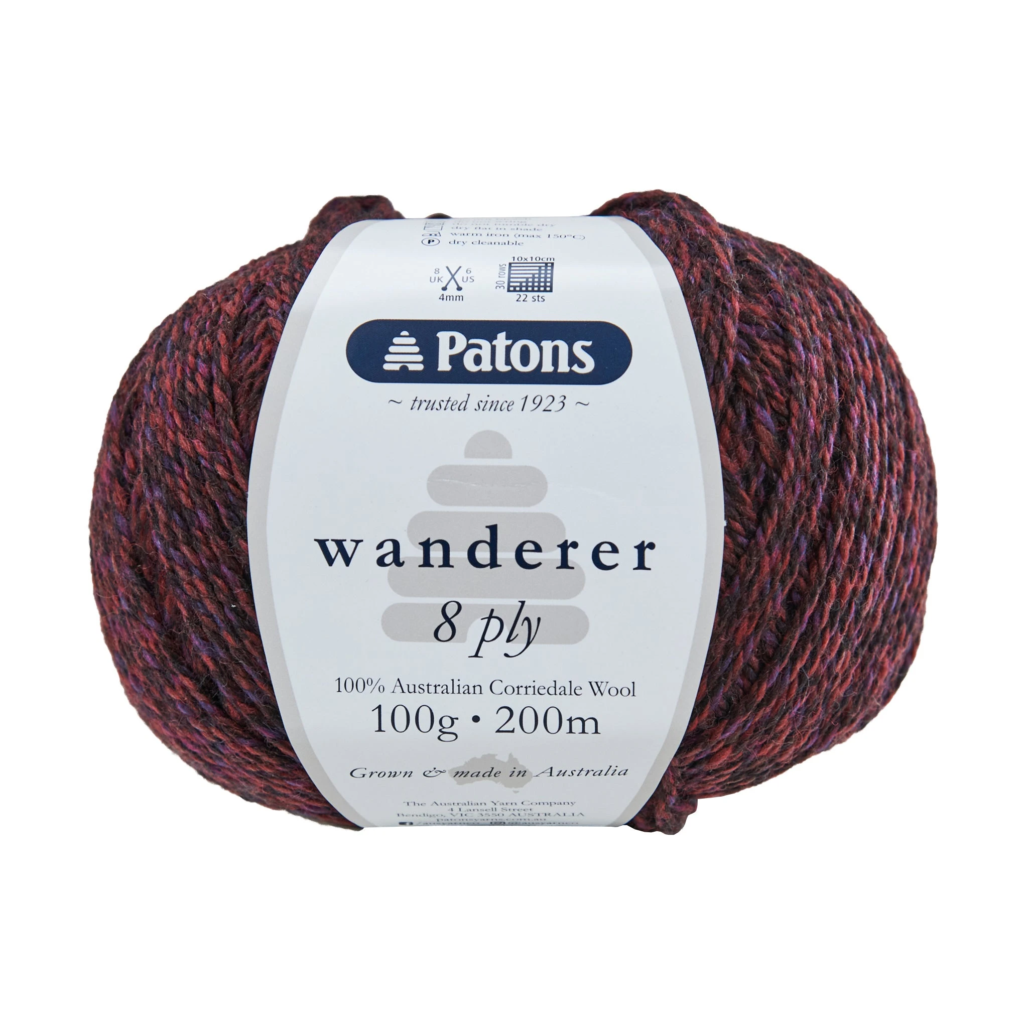 Patons Wanderer Crochet & Knitting Yarn 8 Ply, Drover- 100g Corriedale Wool Yarn