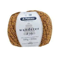 Patons Wanderer Crochet & Knitting Yarn 8 Ply, Acacia- 100g Corriedale Wool Yarn