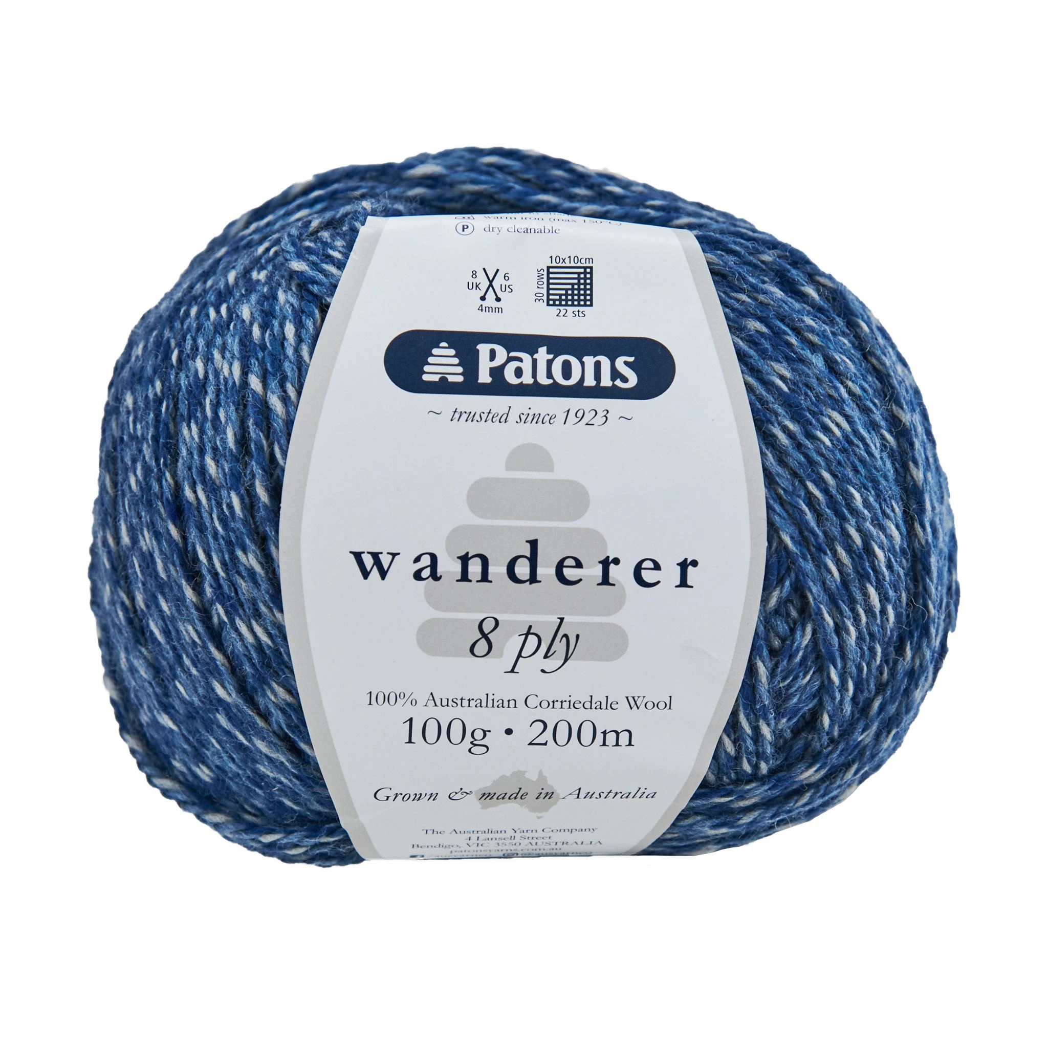 Patons Wanderer Crochet & Knitting Yarn 8 Ply, Blue Gum- 100g Corriedale Wool Yarn