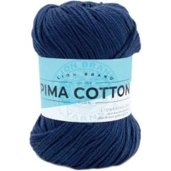 Lion Brand Pima Cotton Crochet & Knitting Yarn, Blueprint- 100% Cotton Yarn 85g