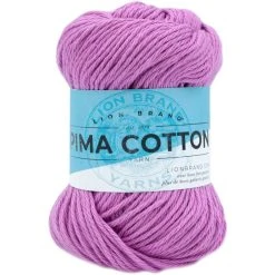 Lion Brand Pima Cotton Crochet & Knitting Yarn, Mulberry- 100% Cotton Yarn 85g