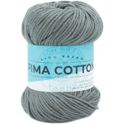 Lion Brand Pima Cotton Crochet & Knitting Yarn, Pewter- 100% Cotton Yarn 85g