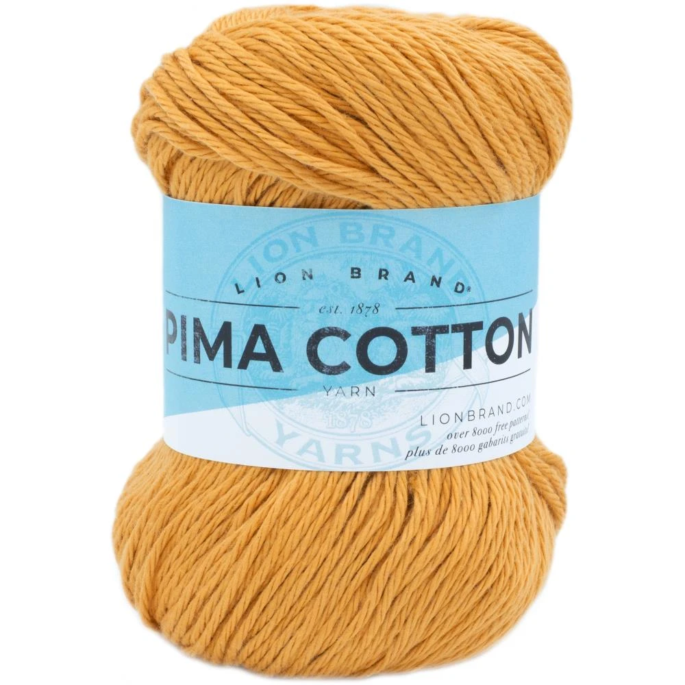 Lion Brand Pima Cotton Crochet & Knitting Yarn, Mineral Yellow- 100% Cotton Yarn 85g