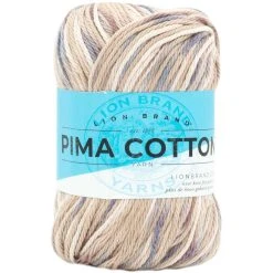 Lion Brand Pima Cotton Crochet & Knitting Yarn, Pink Mist- 100% Cotton Yarn 85g