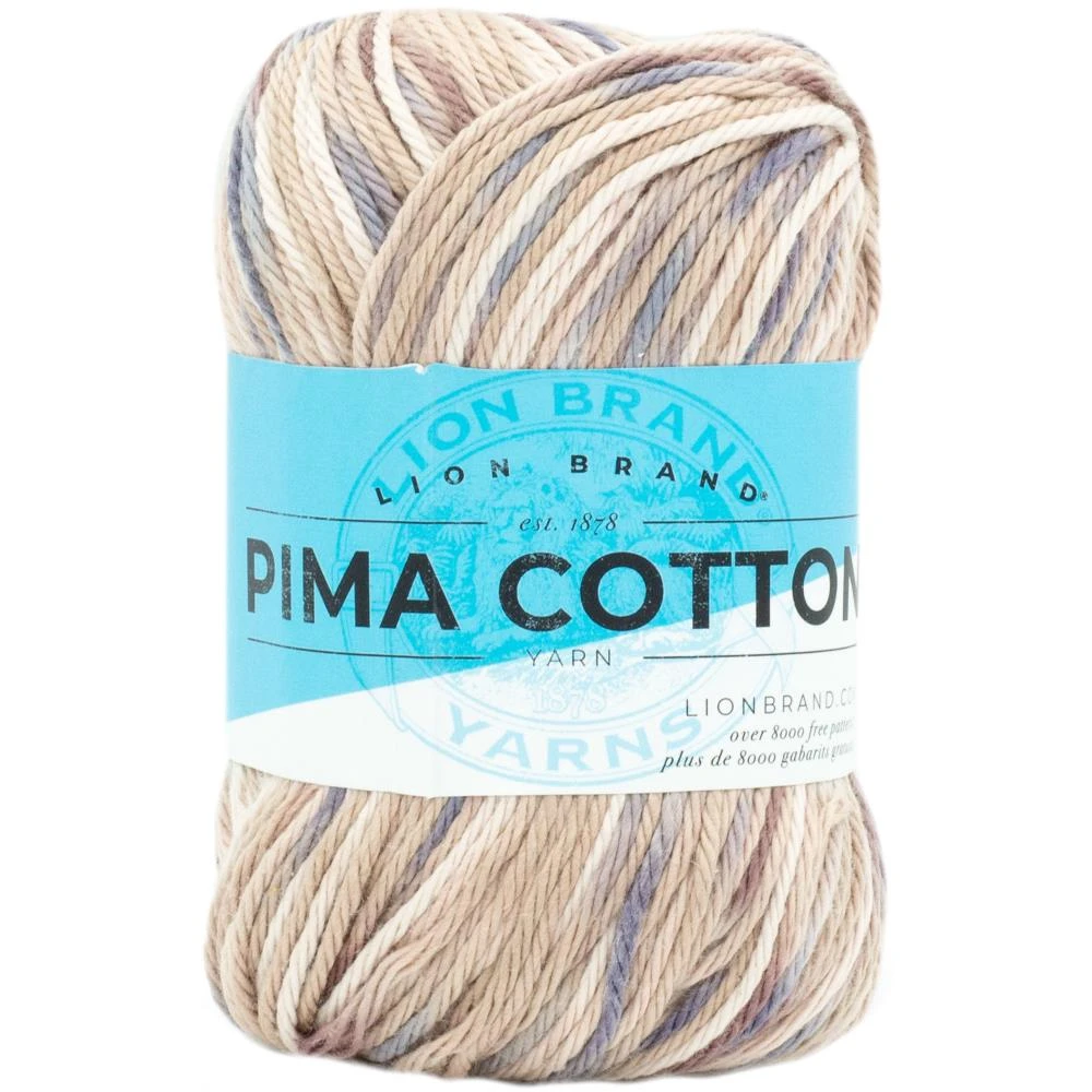Lion Brand Pima Cotton Crochet & Knitting Yarn, Pink Mist- 100% Cotton Yarn 85g