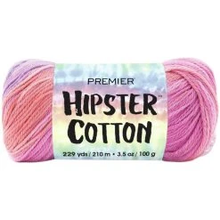 Premier® Premier Hipster Crochet & Knitting Yarn, Melon Berry- 10g Cotton Yarn