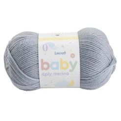 Lincraft Baby Merino Crochet & Knitting Yarn 4ply, Silver- 50g Merino Wool Yarn