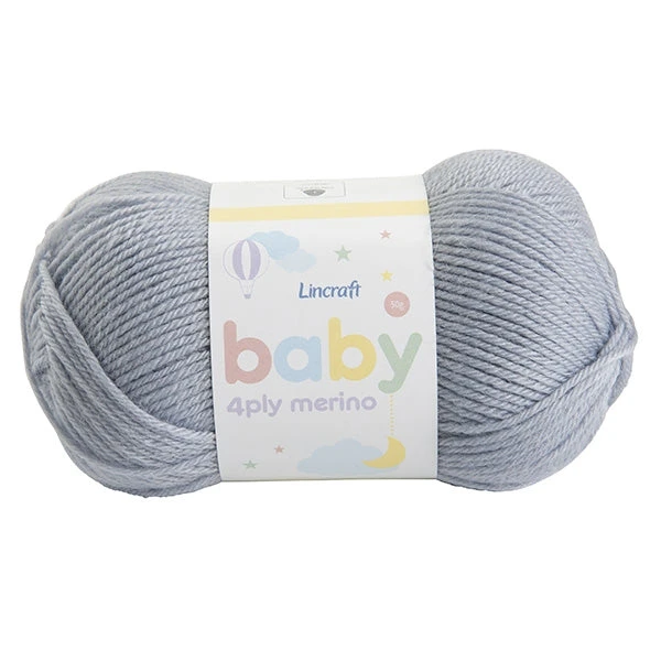 Lincraft Baby Merino Crochet & Knitting Yarn 4ply, Silver- 50g Merino Wool Yarn