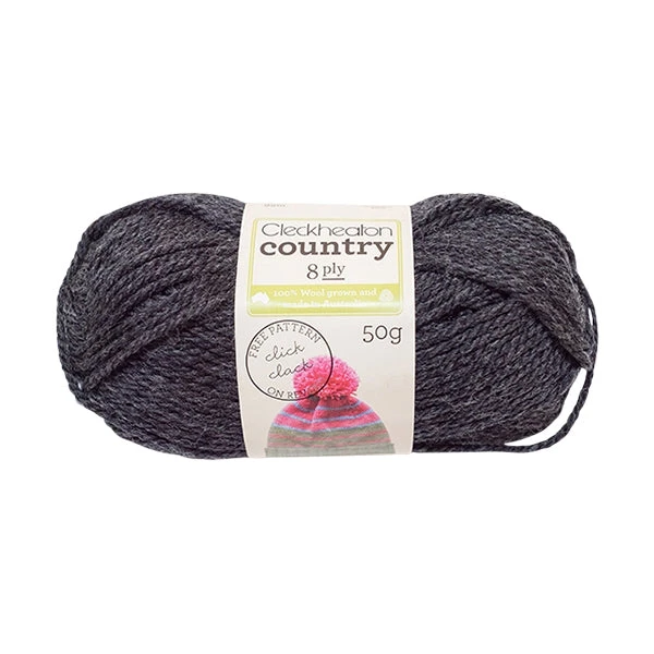 Cleckheaton Country 8ply Crochet & Knitting Yarn, Charcoal Blend- 50g Wool Yarn