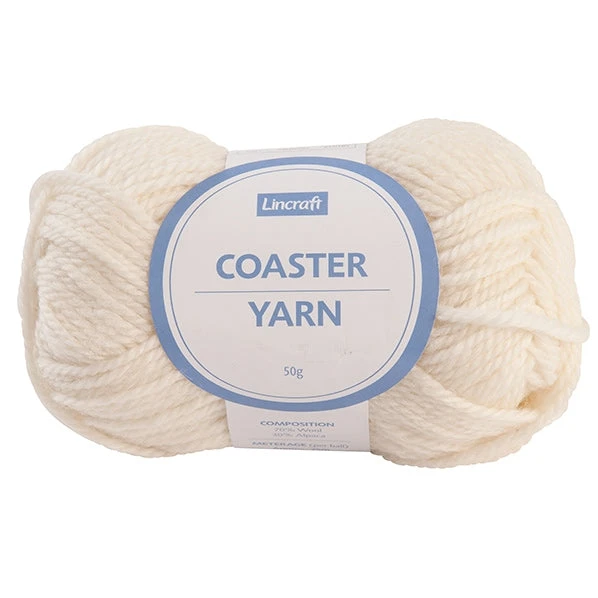 Lincraft Coaster Crochet & Knitting Yarn, Ivory- 50g Wool Alpaca Blend Yarn