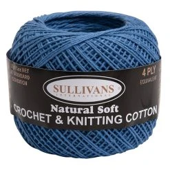 Sullivans Crochet And Knitting Yarn 4ply, Blue- 50g Cotton Yarn