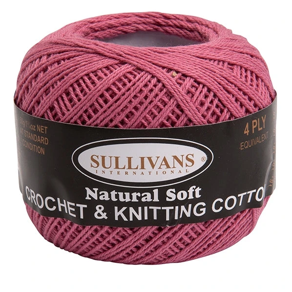 Sullivans Crochet And Knitting Yarn 4ply, Tea Rose- 50g Cotton Yarn