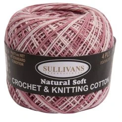 Sullivans Crochet And Knitting Yarn 4ply, Candy Floss- 50g Cotton Yarn