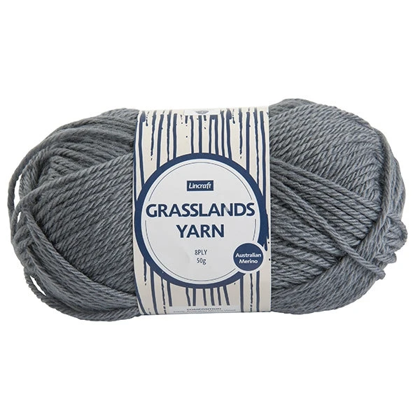 Lincraft Grasslands Crochet & Knitting Yarn 8ply, Charcoal- 50g Merino Wool Yarn