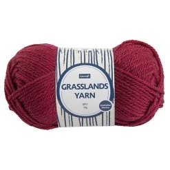 Lincraft Grasslands Crochet & Knitting Yarn 8ply, Cherry- 50g Merino Wool Yarn