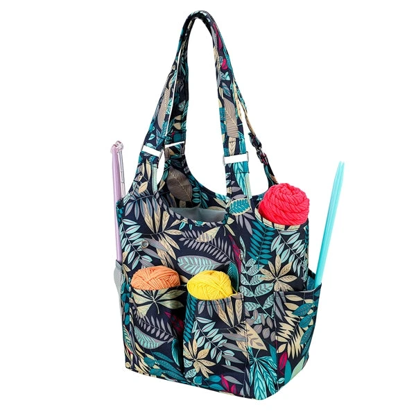 Mayd Knitting Tote Bag, Urban Jungle- Shoulder Carry Straps - Image 4