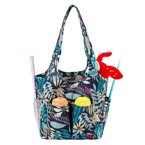 Mayd Knitting Tote Bag, Urban Jungle- Shoulder Carry Straps - Image 5