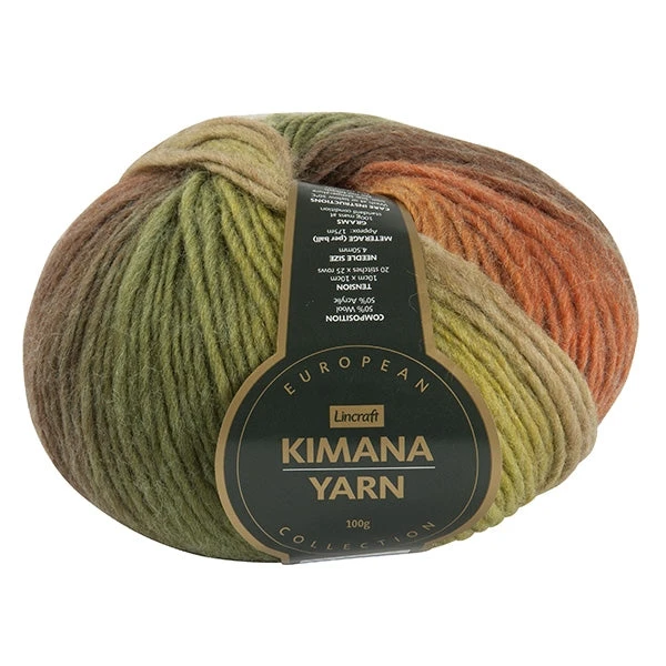 European Collection Kimana Crochet & Knitting Yarn, Grass Mix- 100g Wool Acrylic Yarn