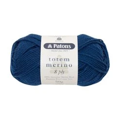 Patons Totem Merino 8ply Crochet & Knitting Yarn, Junior Navy- 50g Merino Wool Yarn
