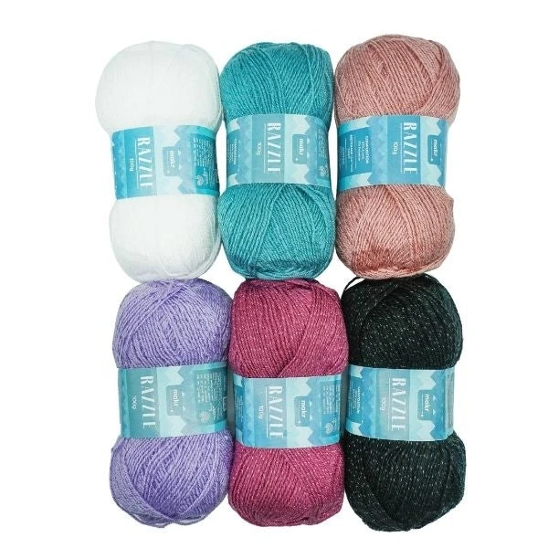 Makr Razzle Crochet & Knitting Yarn, White- 100g Acrylic Polyamide Yarn - Image 3