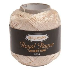 Sullivans Crochet Yarn 3ply, French Cream- 50g Royal Rayon Yarn
