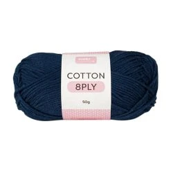 Makr Cotton Crochet & Knitting Yarn 8ply, Navy- 50g Cotton Yarn
