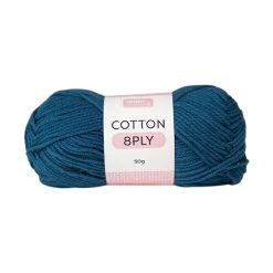 Makr Cotton Crochet & Knitting Yarn 8ply, Denim- 50g Cotton Yarn