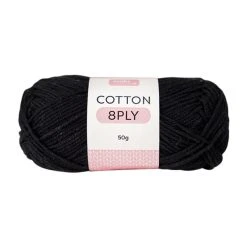 Makr Cotton Crochet & Knitting Yarn 8ply, Black- 50g Cotton Yarn
